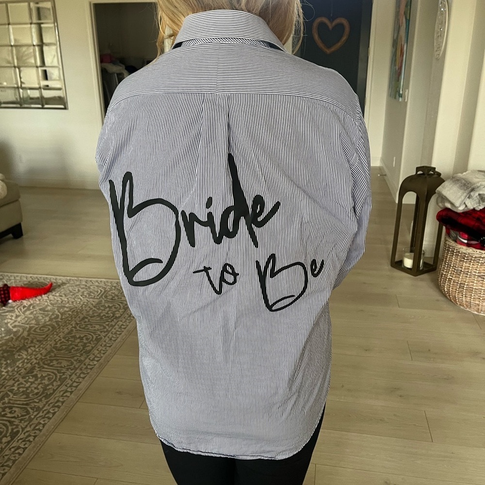 Oversized Custom “Bride to Be” Oxford Button Down Shirt Pool Cover Up L/XL